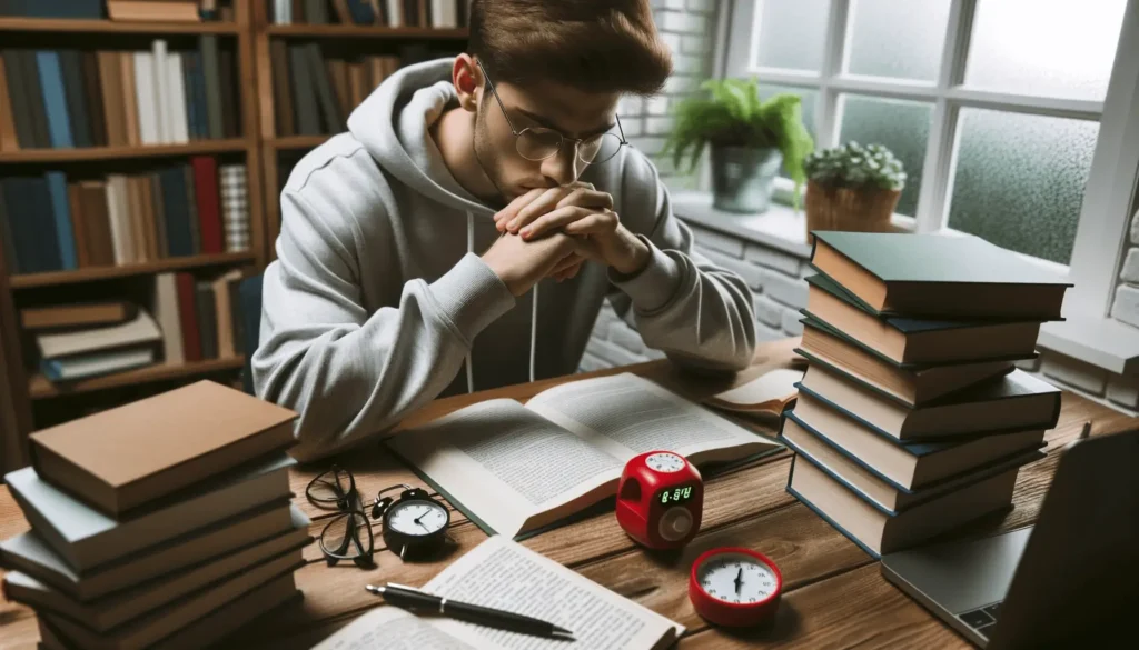 Chico que estudia usando la tecnica pomodoro